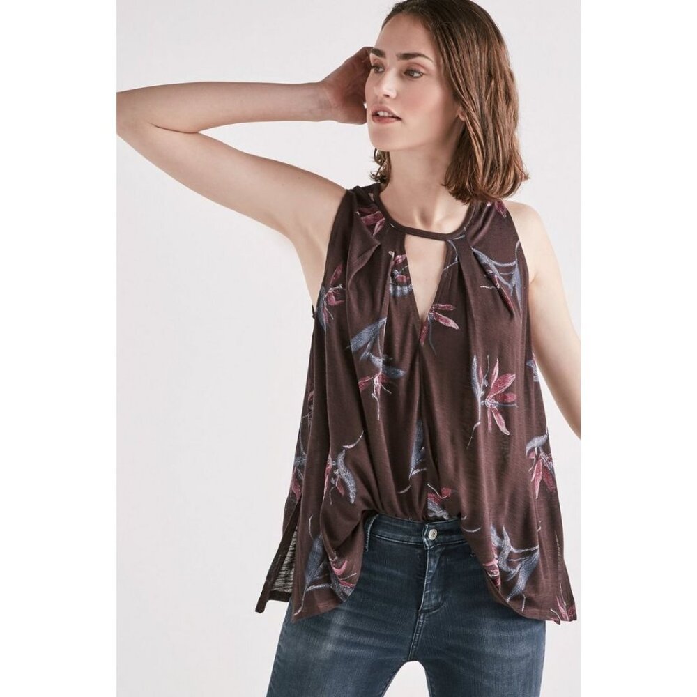 Lucky Brand Floral Choker Top Size M